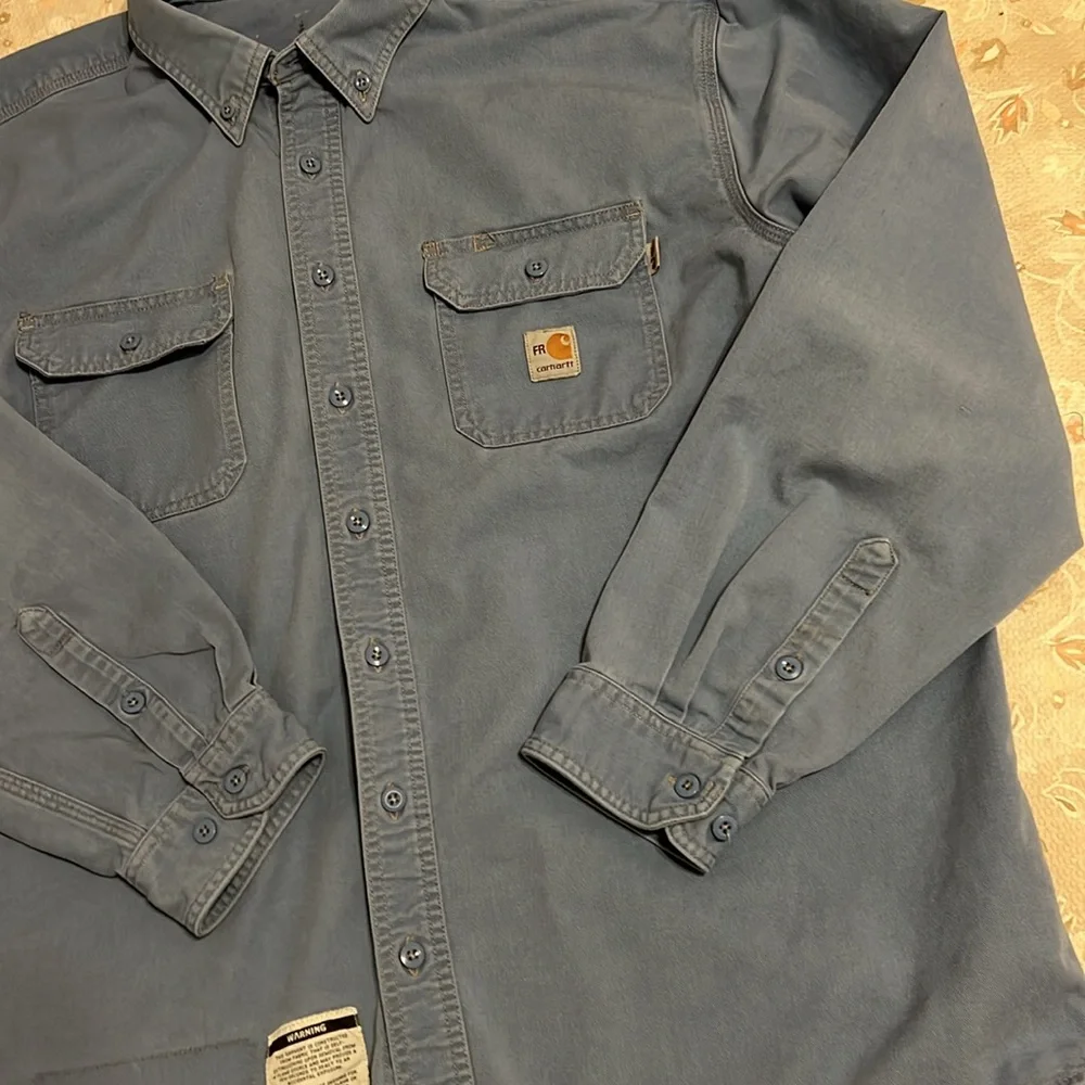 Carhartt FR Blue Button-Up Shirt - Picture 2 of 11